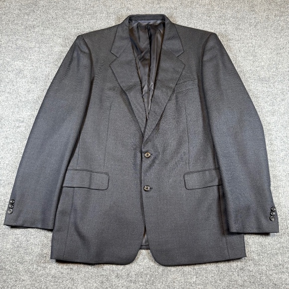 Hickey Freeman Boardroom Blazer Men 44 Long Navy Black Checked 100% Pure Wool - Picture 1 of 8
